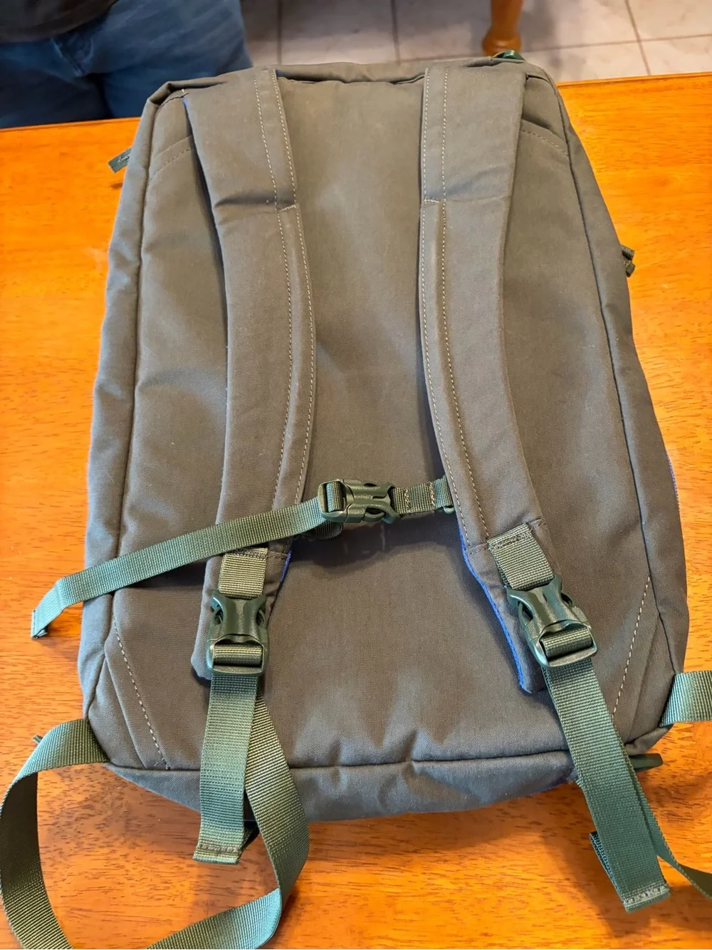 Green  backpack with blue trim - Cotopaxi Tasra (Old suitcase model) Rare!